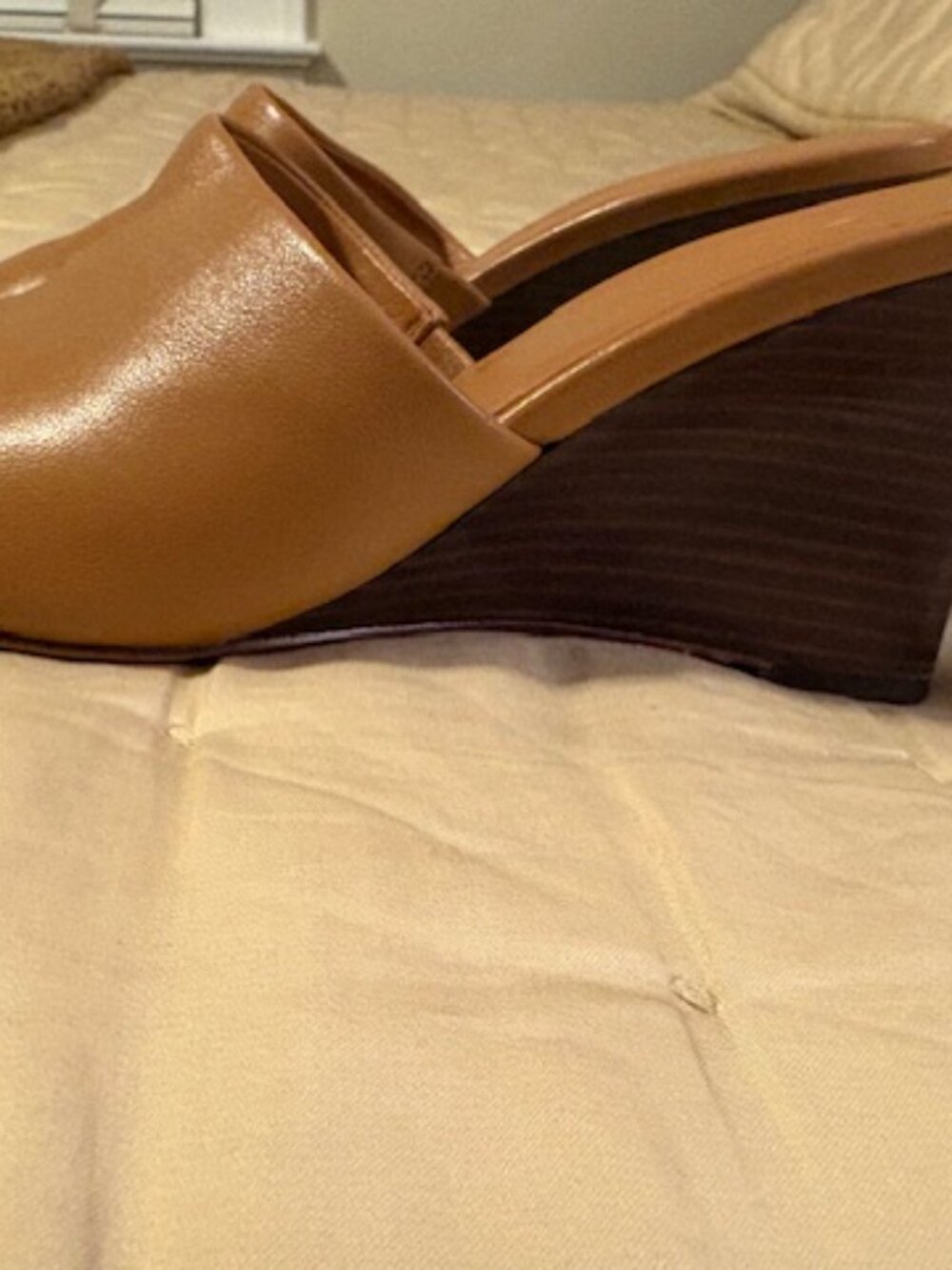 Vince - Vero Cuoio Wedge Slide Mule Shoes - Picture 3 of 5